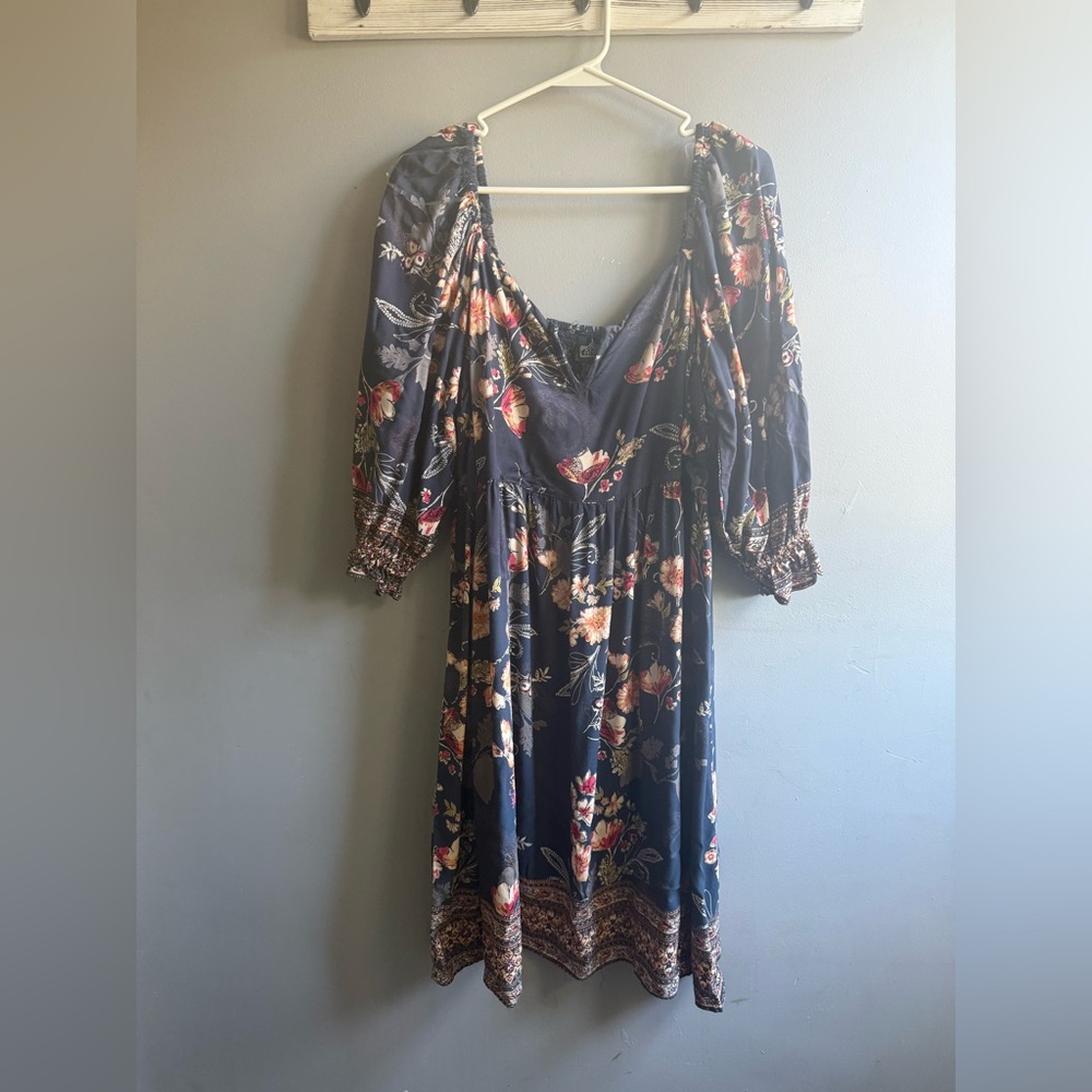Angie Navy Floral Long Sleeve Dress